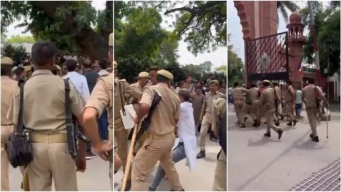 علی گڑھ مسلم یونیورسٹی: فیس میں اضافے کے خلاف پرامن احتجاج کرنے والے طلباء پر پولیس کی بربریت 