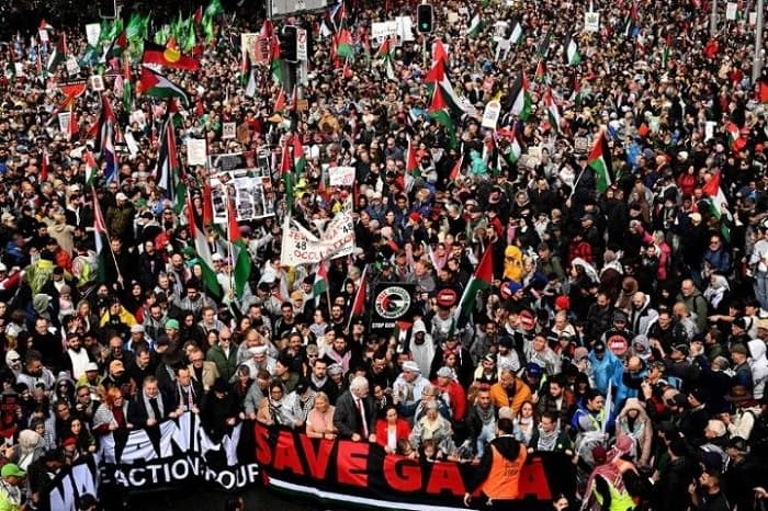 آسٹریلیا:فلسطینیوں کے حق میں عظیم الشان احتجاجی مارچ ،ایک لاکھ سے زیادہ افراد کی شرکت