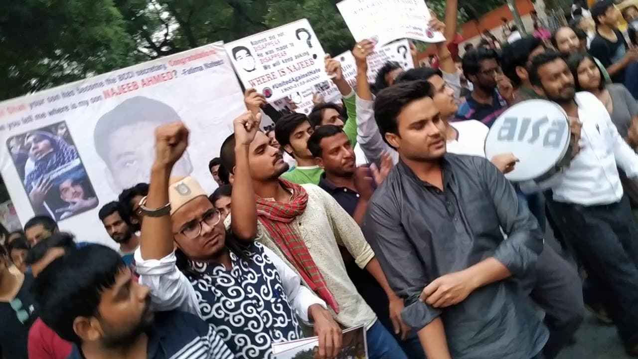 نجیب کی گمشدگی کا تیسرا سال - دلی میں بڑا مظاہرہ